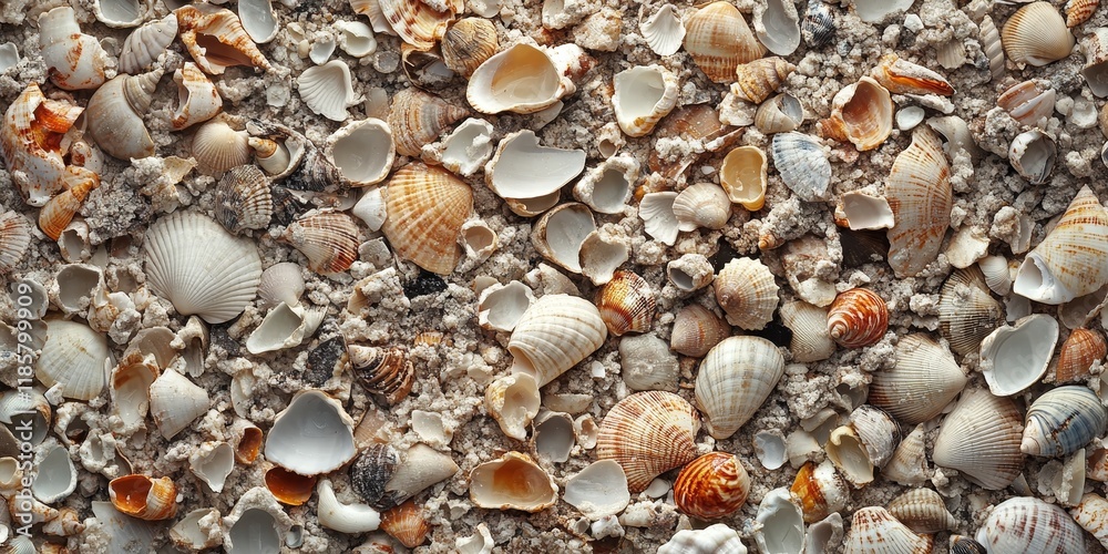 A large collection of crushed shells creates a unique visual display, showcasing the beauty and texture of crushed shells in various shapes and sizes. The variety of crushed shells adds interest to A large collection of crushed shells creates a unique visual display, showcasing the beauty and texture of crushed shells in various shapes and sizes. The variety of crushed shells adds interest to