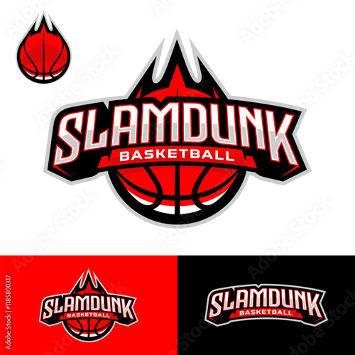Slam Dunk Basketball Text Logo Stock Vector, Typography Design