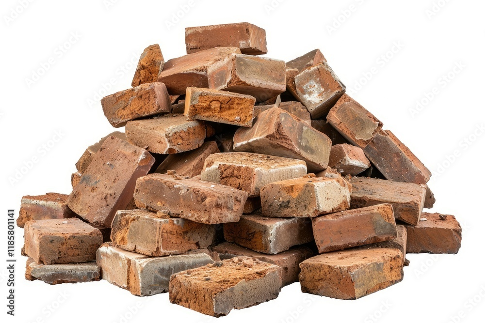 High Resolution Visual of Big Pile of Bricks Isolated on a White Background High Resolution Visual of Big Pile of Bricks Isolated on a White Background