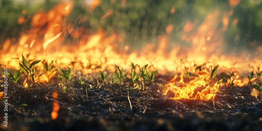 Close up of thermal weed control featuring flames, highlighting the effectiveness of thermal weed control methods for managing unwanted plants in various environments. Close up of thermal weed control featuring flames, highlighting the effectiveness of thermal weed control methods for managing unwanted plants in various environments.