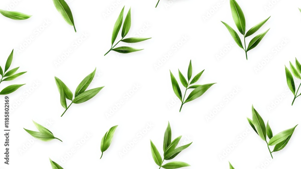 Fototapeta premium Modern Pattern of Palm Leaves and Flowers: A Tropical Fusion of Nature's Beauty and Contemporary Design