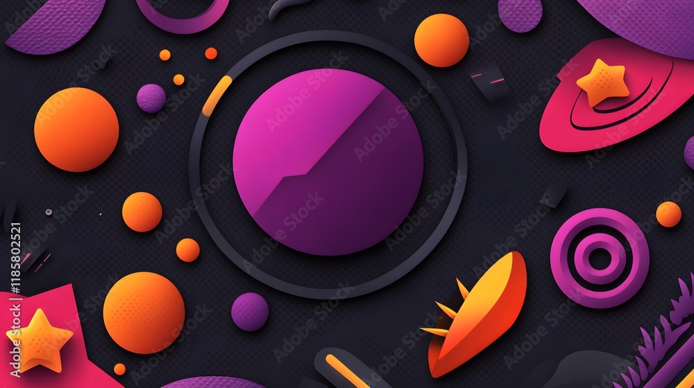 Obraz premium Abstract Geometric Shapes Background Purple Orange and Pink Design