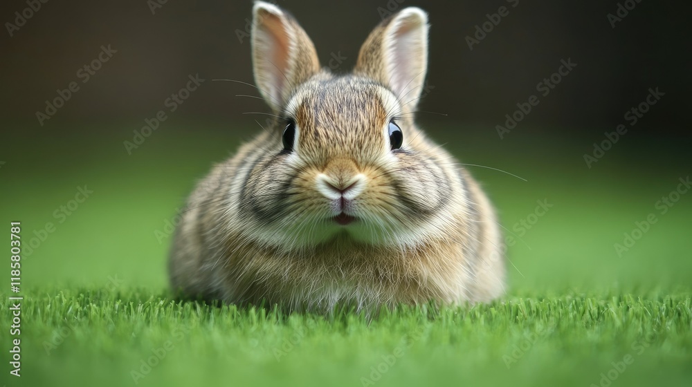Fototapeta premium Adorable Baby Rabbit in Lush Green Grass