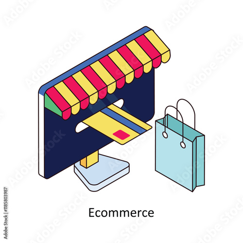 Ecommerce isometric Colored illustration. EPS File stock illustration 