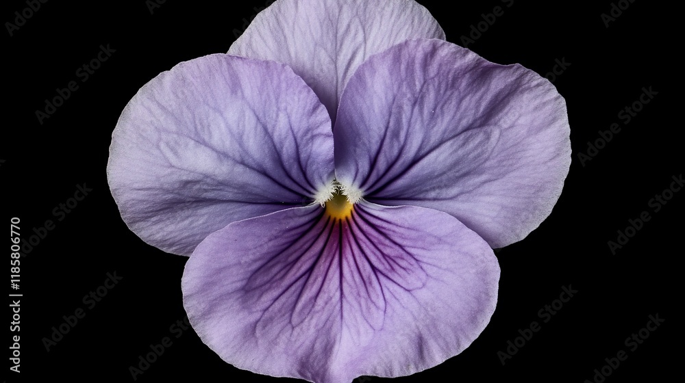 Close-up of a Delicate Lavender Pansy Flower against a Black Background Close-up of a Delicate Lavender Pansy Flower against a Black Background
