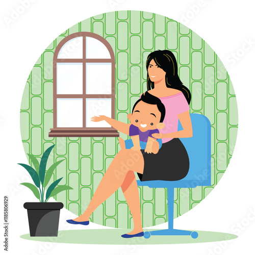 Mother Bonding With Child in Cozy Living Room Setting.