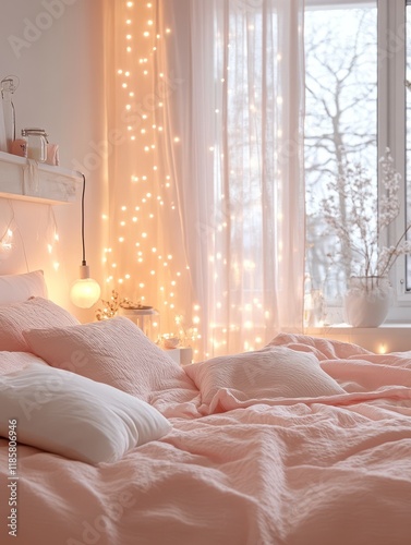 Cozy Pink Bedroom Decorated...