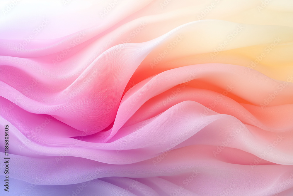 Fototapeta premium 柔らかなパステルカラーの流れる波模様 – 優雅でロマンチックな抽象アート