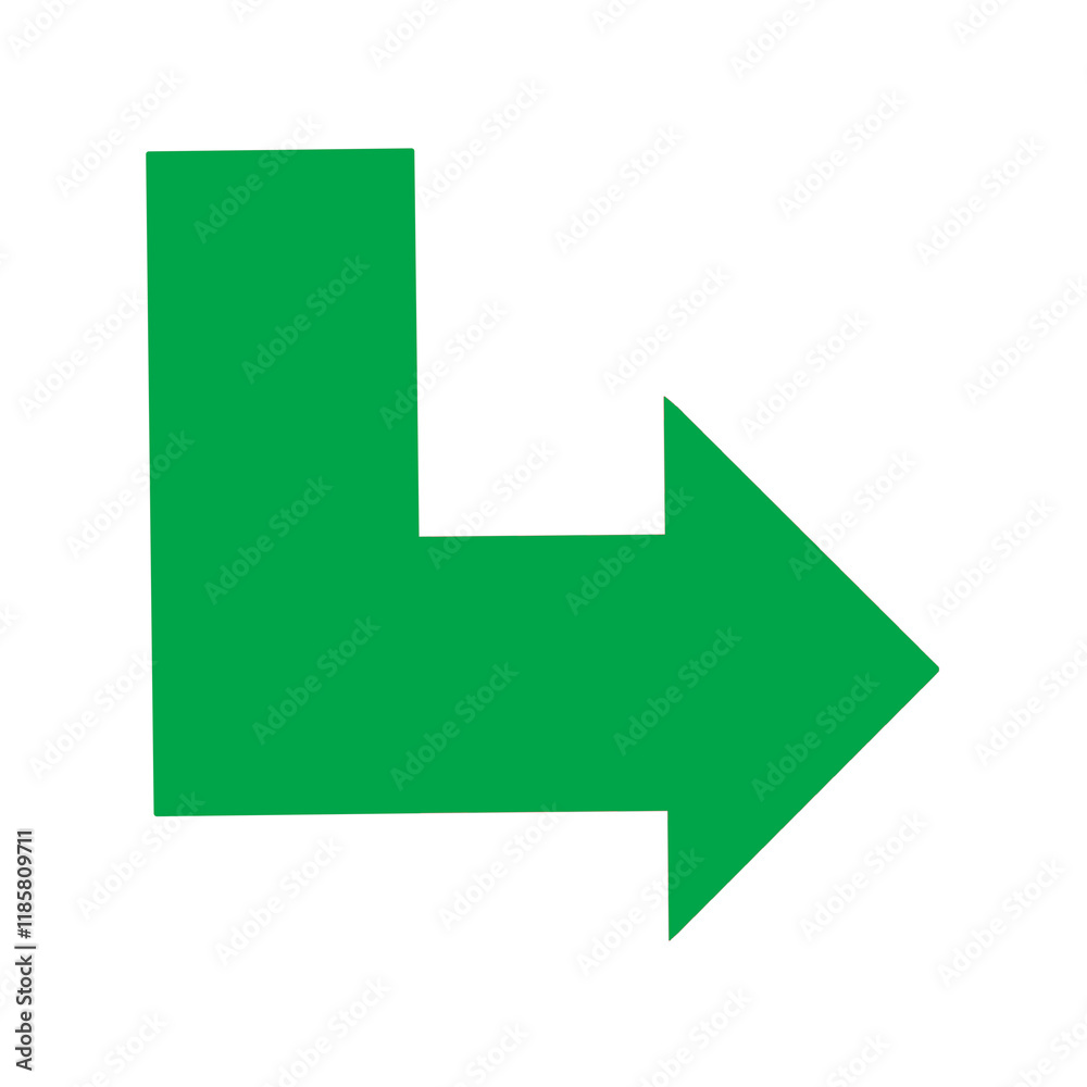 直角に曲がる矢印のイラスト