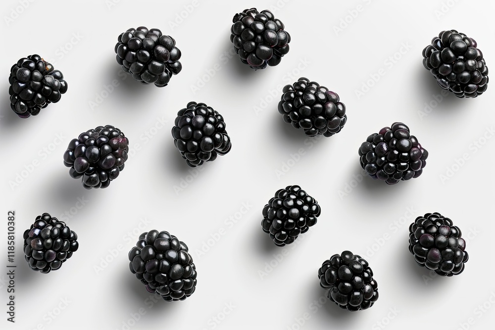 Blackberry Collection Isolated on White Background Showing Multiple Angles Blackberry Collection Isolated on White Background Showing Multiple Angles