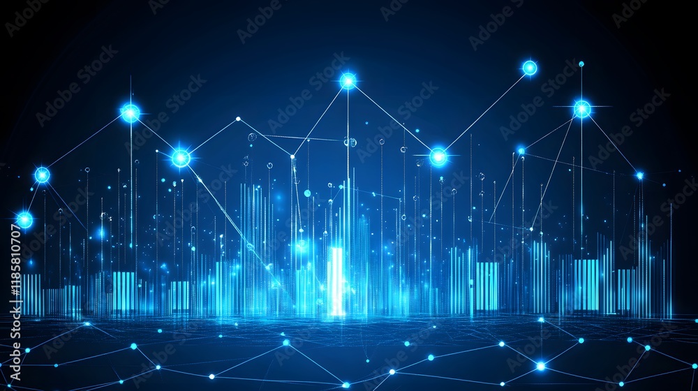 Fototapeta premium Global Network Digital Cityscape Futuristic Technology