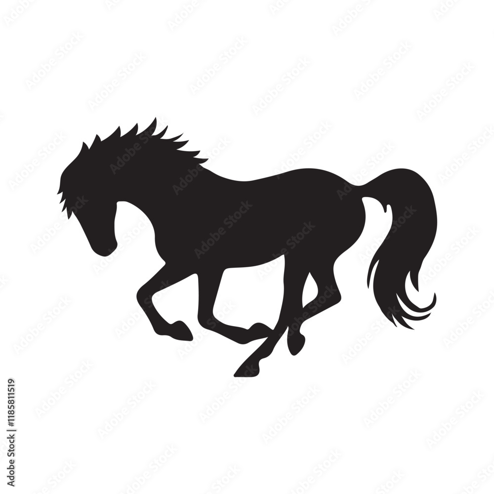 Obraz premium silhouette of a running horse, Drawing the silhouette of horse , Horse Icon 