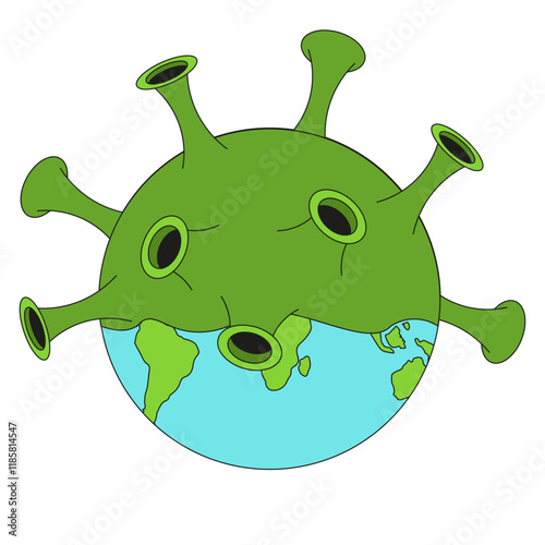 Vector Metapneumovirus occupy Earth. Planet of Earth with HMPV isolated white background. Perfect template design for medical Metapneumovirus info banner poster flyer cover print. Eps 10