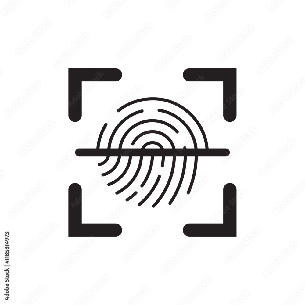 fingerprint scan flat icon vector fingerprint scan flat icon vector