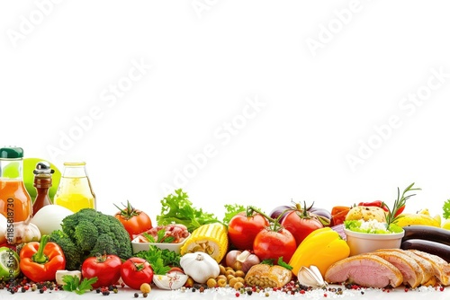Detailed Picture of Food Banner Isolated on White Background