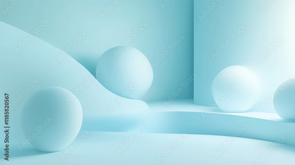Soft Rounded Shapes in Minimalist 3D Scene with Calm Gentle Tones and Shadows Soft Rounded Shapes in Minimalist 3D Scene with Calm Gentle Tones and Shadows