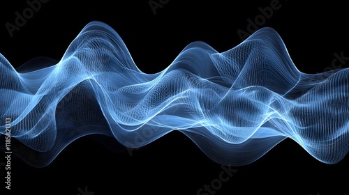 Abstract Blue Wave  Digital Flow  Technology Background