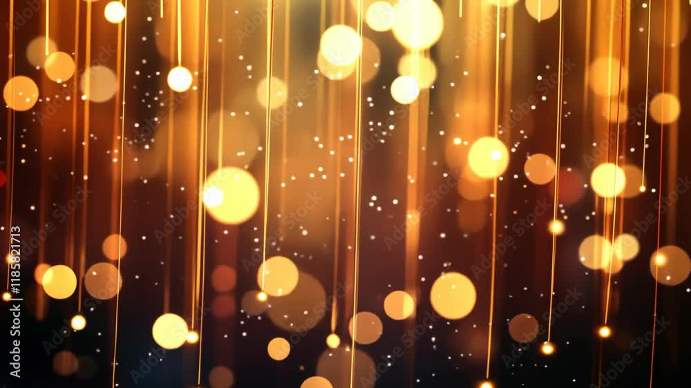 abstract festive gold background, bokeh light with sparkle on dark background