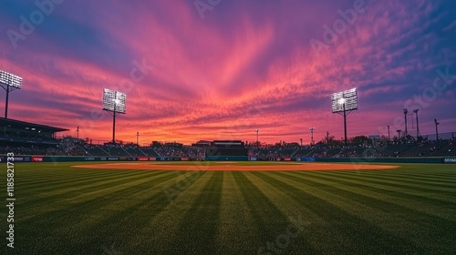 Majestic Sunset over Baseball Stadium
