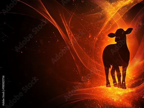 Fiery Lamb Silhouette: Abstract Flame Artwork