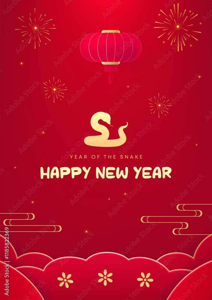 Fototapeta premium Spring Festival poster design to celebrate the Spring Festival red background