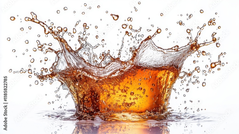 Energetic Soda Fizz Explosion on White Background Energetic Soda Fizz Explosion on White Background