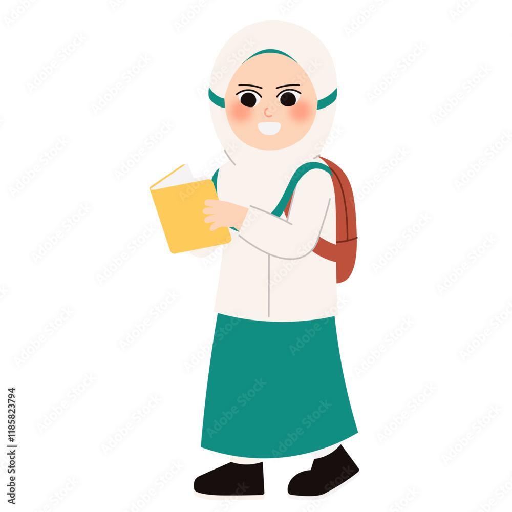 Islamic School Student Girl with Book Islamic School Student Girl with Book