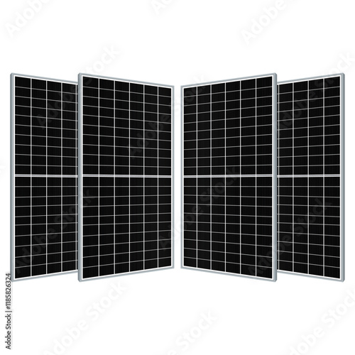 Solar panels 3d isolated on white background. Alternative electricity source and sustainable resources high quality vector illustration.