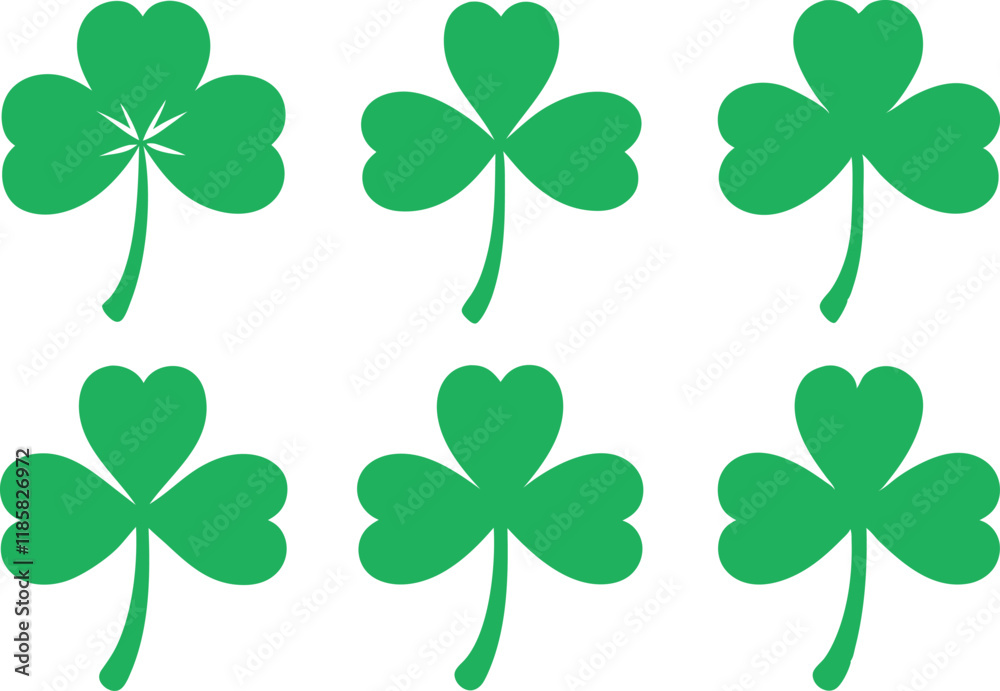 Fototapeta premium Four leaf clover icon set silhouette vector