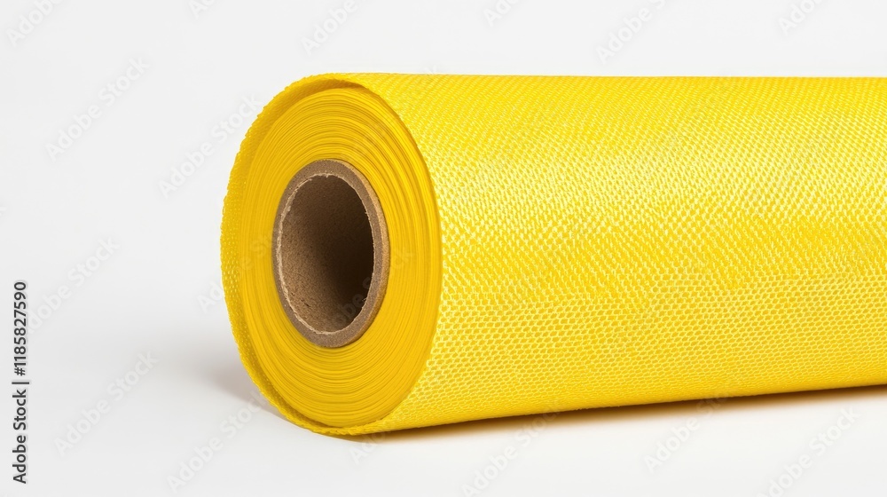 Bright Yellow Roll of Nonwoven Fabric on White Background for Crafting and Industrial Use Bright Yellow Roll of Nonwoven Fabric on White Background for Crafting and Industrial Use