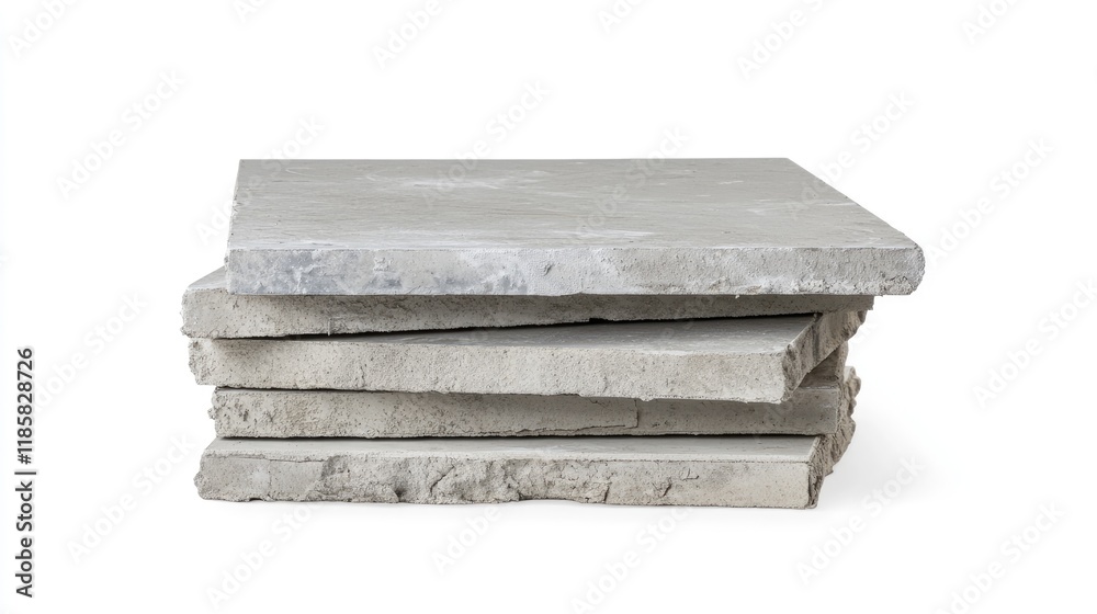 Stack of Concrete Slabs Isolated on White Background Showcasing Industrial Construction Materials for Building and Architecture Projects Stack of Concrete Slabs Isolated on White Background Showcasing Industrial Construction Materials for Building and Architecture Projects