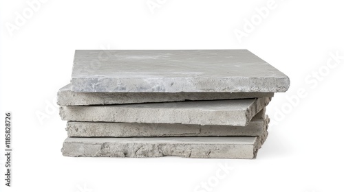 Stack of Concrete Slabs Isolated on White Background Showcasing Industrial Construction Materials for Building and Architecture Projects photo