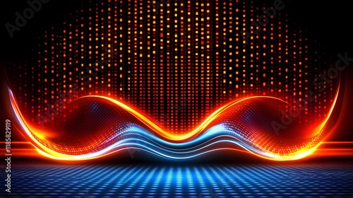 Abstract Red Blue Neon Waves  Glowing Light  Energy Background photo