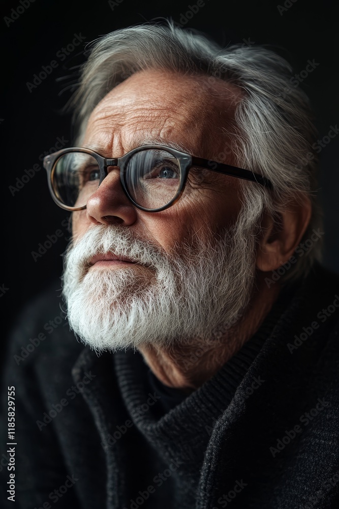 Close-up portrait of an elderly man with a white beard and glasses, exuding wisdom and contemplation. Close-up portrait of an elderly man with a white beard and glasses, exuding wisdom and contemplation.