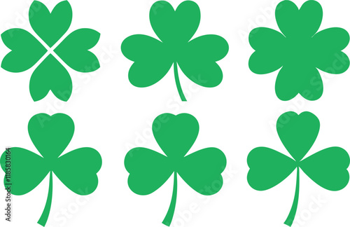 Four leaf clover icon set  silhouette vector