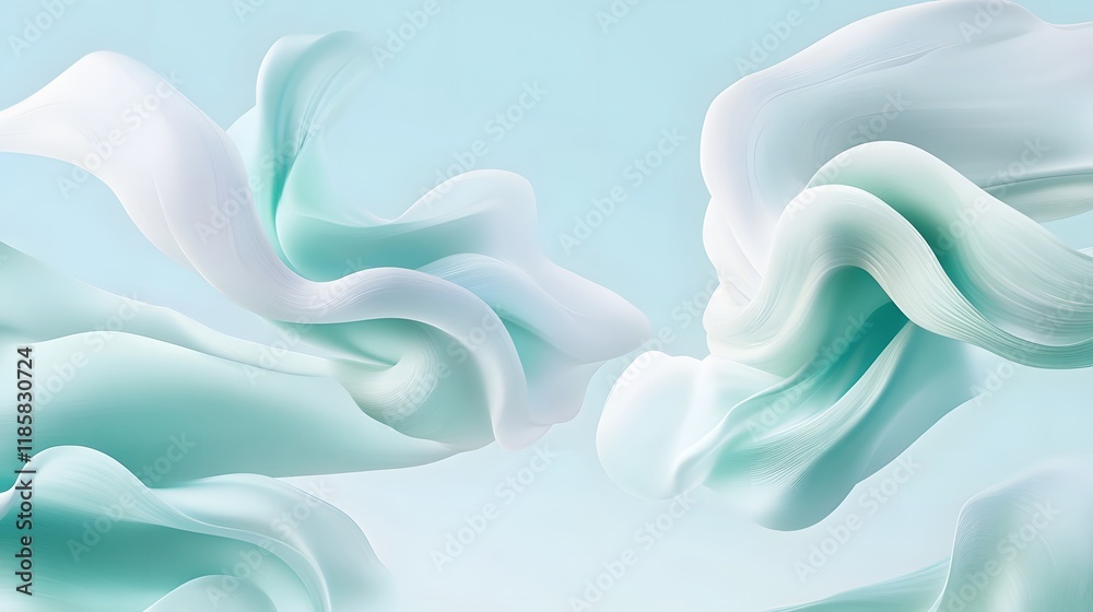 Obraz premium Abstract Pastel Green White Fluid Wave Background