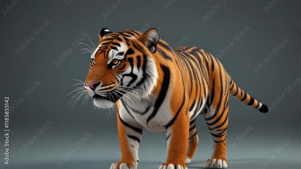 Obraz premium The majestic Bengal tiger, a powerful carnivore with striking stripes, prowls through the jungle on safari
