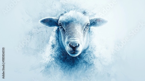 Wallpaper Mural Frozen Serenity: A Stunning Blue Portrait of a Sheep Torontodigital.ca