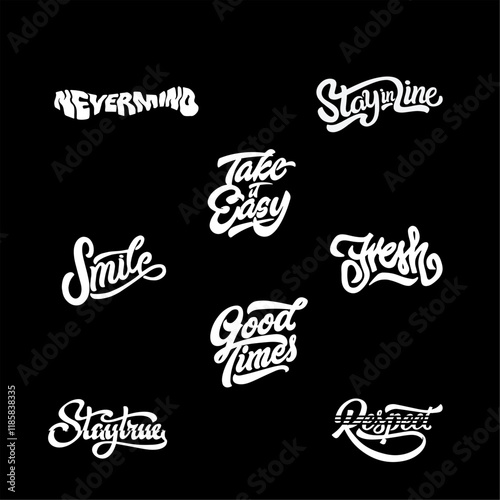 Set streetwear logotypes ideas for a clothing brand. Design vector typography for t-shirt streetwear clothing.