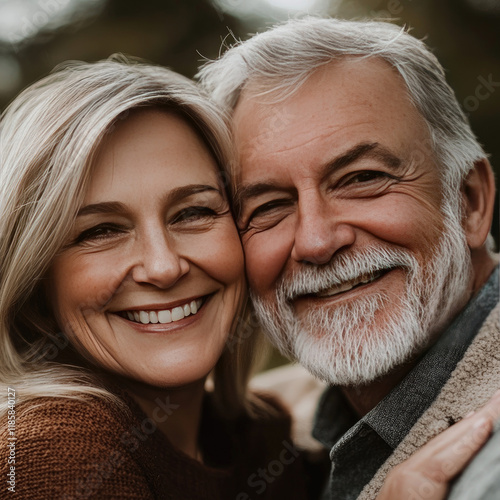 Happy elderly couple close-up.