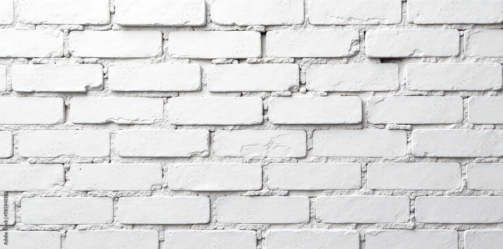Obraz premium Distressed white brick wall, showing mortar detail , wall, vintage, grey