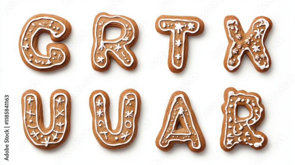 Gingerbread alphabet letters from U to Z for christmas or new year holiday design, such a logo template. Jpeg version also available in gallery Gingerbread alphabet letters from U to Z for christmas or new year holiday design, such a logo template. Jpeg version also available in gallery