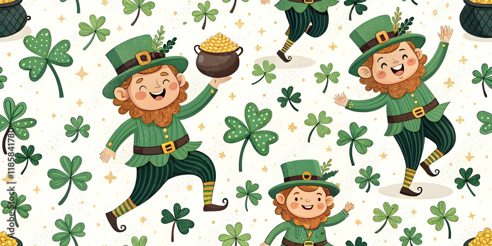 Obraz premium Seamless Pattern Celebrate Luck and Charm: St. Patrick's Day Inspirations, Use for Print & Digital Design Fashion & Textiles., Home Decor Products, 