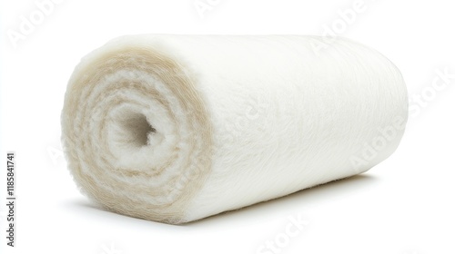 Roll of White Insulation Material Isolated on White Background for Construction and Home Improvement Projects