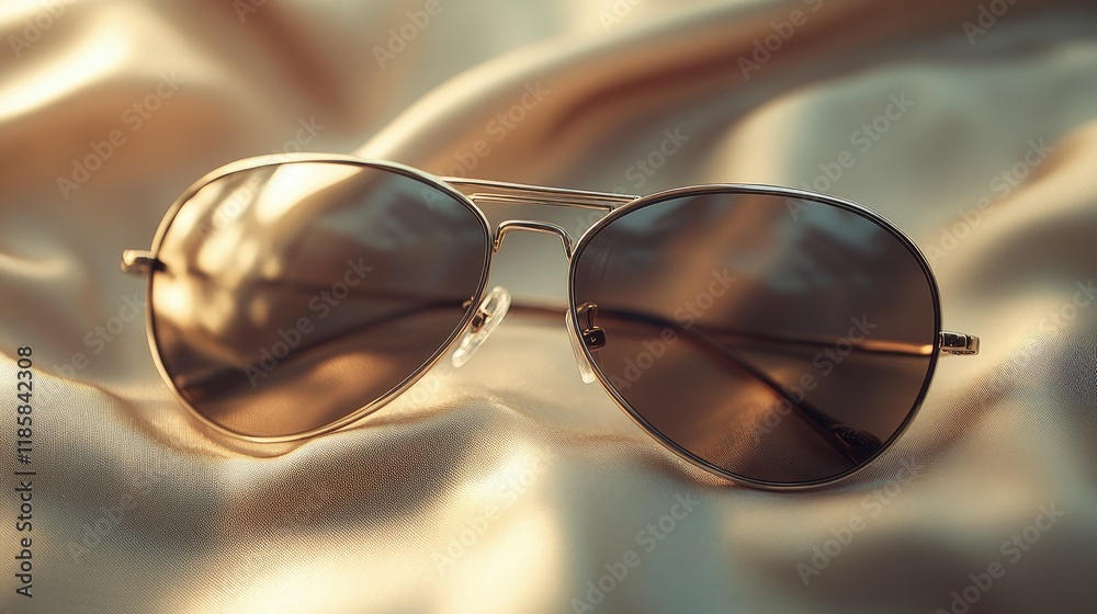 Aviator Sunglasses on Silk: A Golden Hour Fashion Still Life Aviator Sunglasses on Silk: A Golden Hour Fashion Still Life