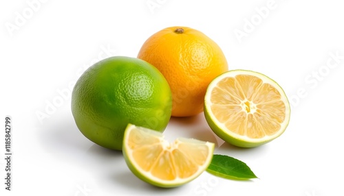  Sweet Lime or Citrus Limetta isolated with white background generated by Ai	
 photo