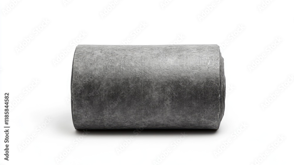 Obraz premium Roll of Industrial Gray Felt Fabric Isolated on White Background for Construction and Crafting Projects