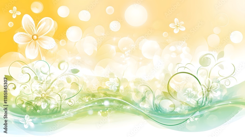 Spring Floral Background Yellow Green Flower Design Spring Floral Background Yellow Green Flower Design