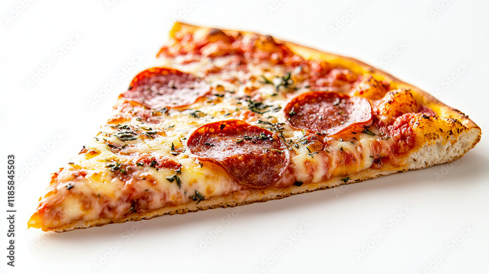 Pizza slice vector icon of fast food or italian pizzeria cuisine. Piece of margherita, napoletana or capricciosa and marinara with mozzarella cheese, pepperoni or salami sausage and oregano or basil Pizza slice vector icon of fast food or italian pizzeria cuisine. Piece of margherita, napoletana or capricciosa and marinara with mozzarella cheese, pepperoni or salami sausage and oregano or basil