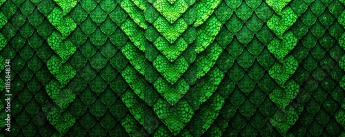 Geometric snake scale pattern; vivid greens and blacks , abstract, wrapping, vibrant